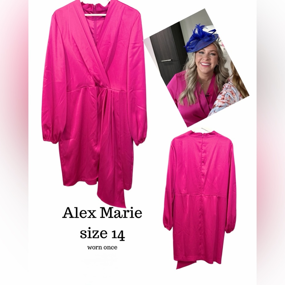 Alex Marie Hot Pink Wrap-Front Dress | KY Derby Dress